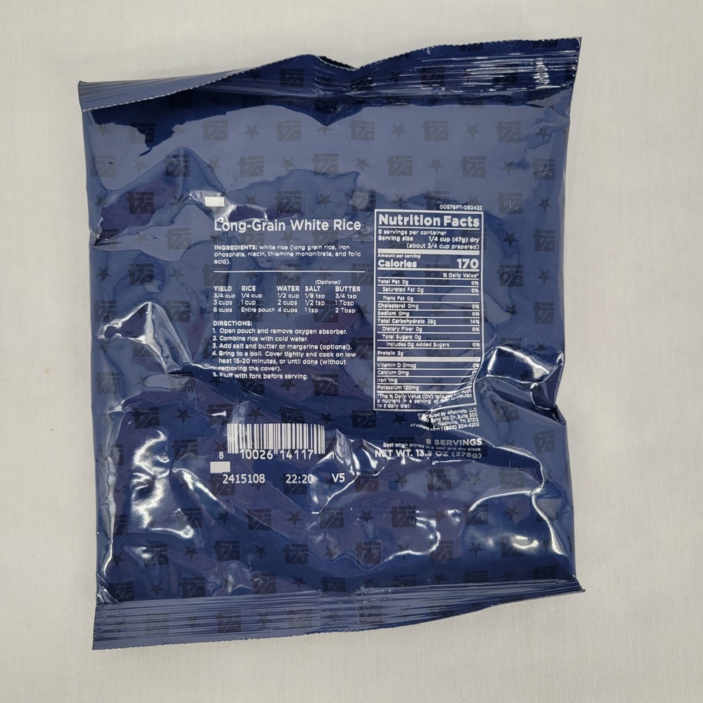 4Patriots Long Grain White Rice Package Survival Emergency Food 8 Servings